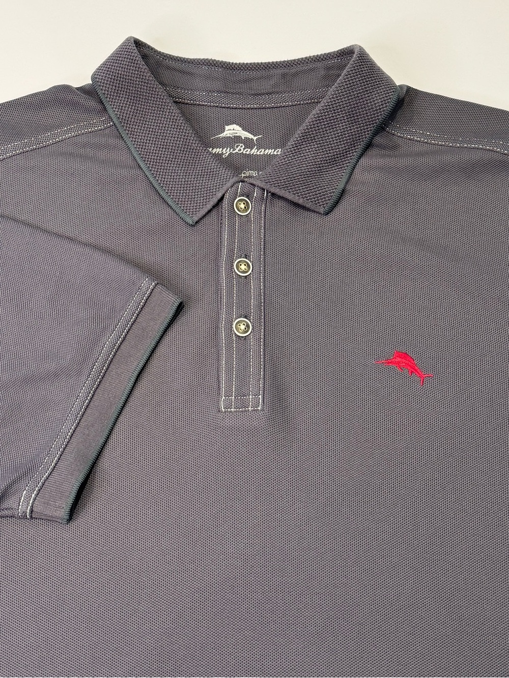 Tommy Bahama Men's Gray Polo with Red Marlin Logo
